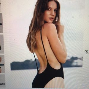 Black High Cut Backless One-Piece Swimsuit